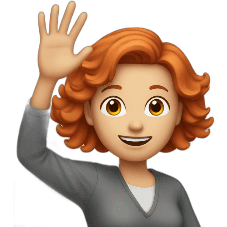 Redhaired lady waving emoji