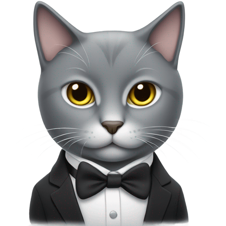 grey cat wearing a tuxedo  emoji