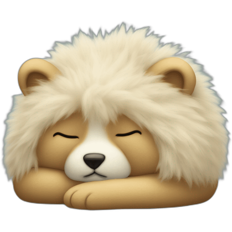 Sleeping face of a fluffy stuffed emoji