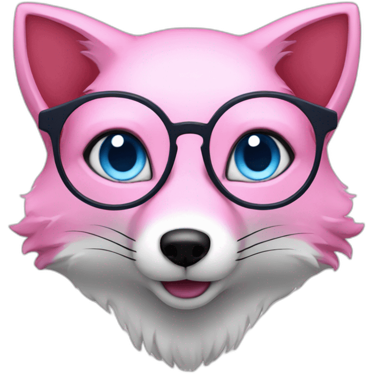 pink fox blue eyes glasses emoji