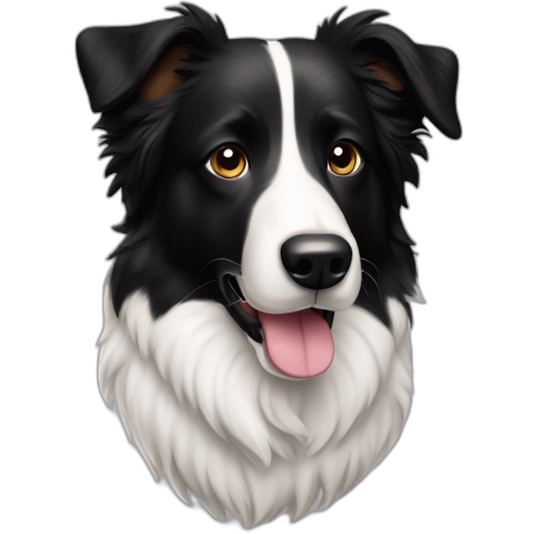 Perro negro tipo border collie solo mancha blanca en pecho  emoji