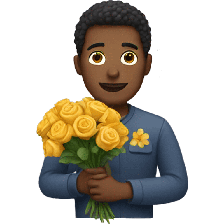 Man holding flowers emoji