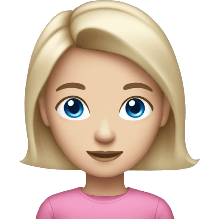 a white dark blond haired girl with blue eyes wearing pink clothes holding an iphone  emoji