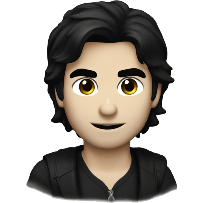 Damon Salvatore with his signature blue eyes, tousled black hair and mischievous expression  emoji