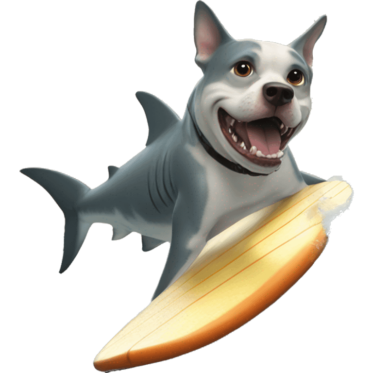 shark surfing with friend dog emoji