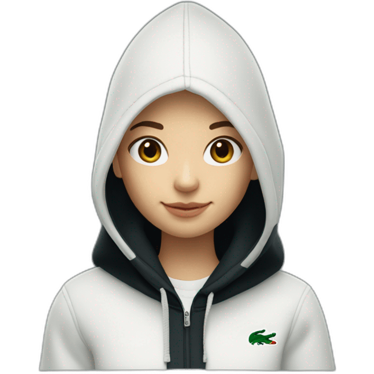 Lacoste bag girl with black lacoste hoodie emoji