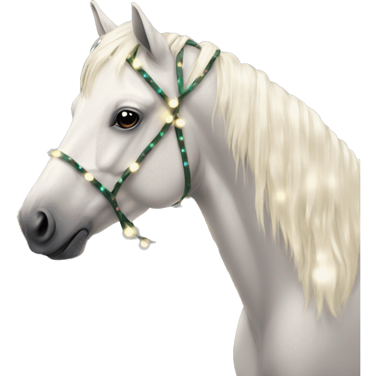 Creme horse with pretty Christmas lights  emoji