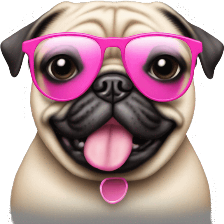 Pug wearing pink sunglasses  emoji