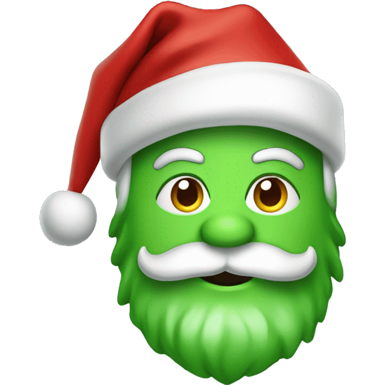 Green face santa with red Christmas cap emoji