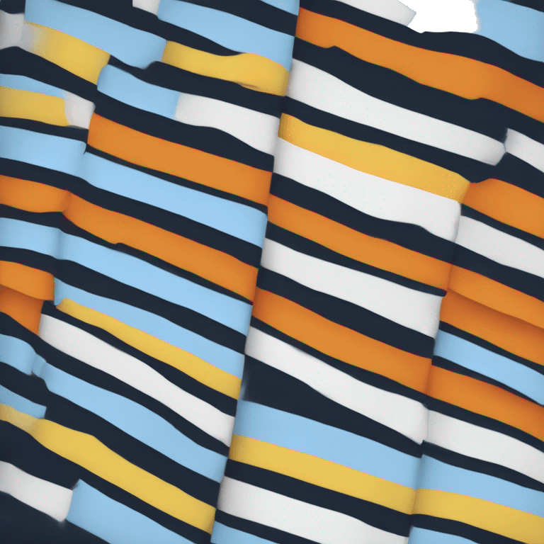 Thick, horizontal stripes with each one below the other. One Orange stripe on top , one yellow stripe underneath the orange, one white stripe underneath the yellow, one light blue stripe underneath the white, one dark blue stripe on the bottom  emoji