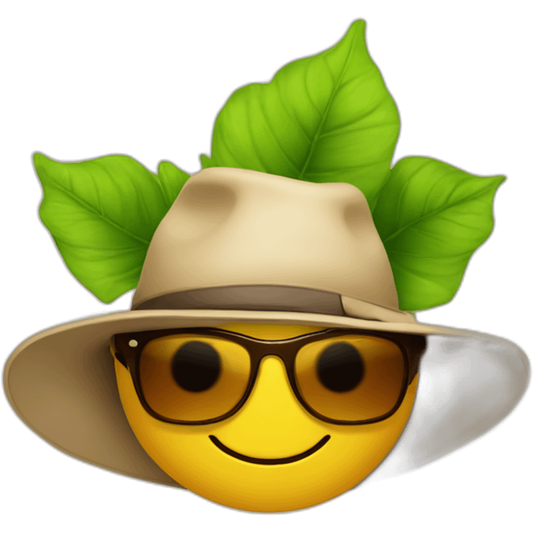 Schöne Blume mit Sonnenbrille und Hut  emoji