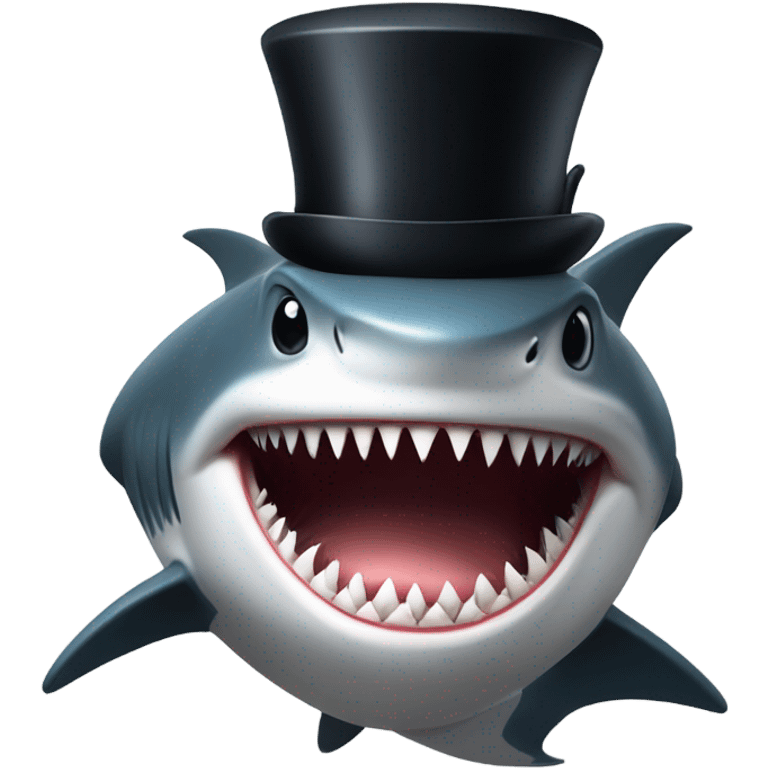 Shark with a top hat emoji