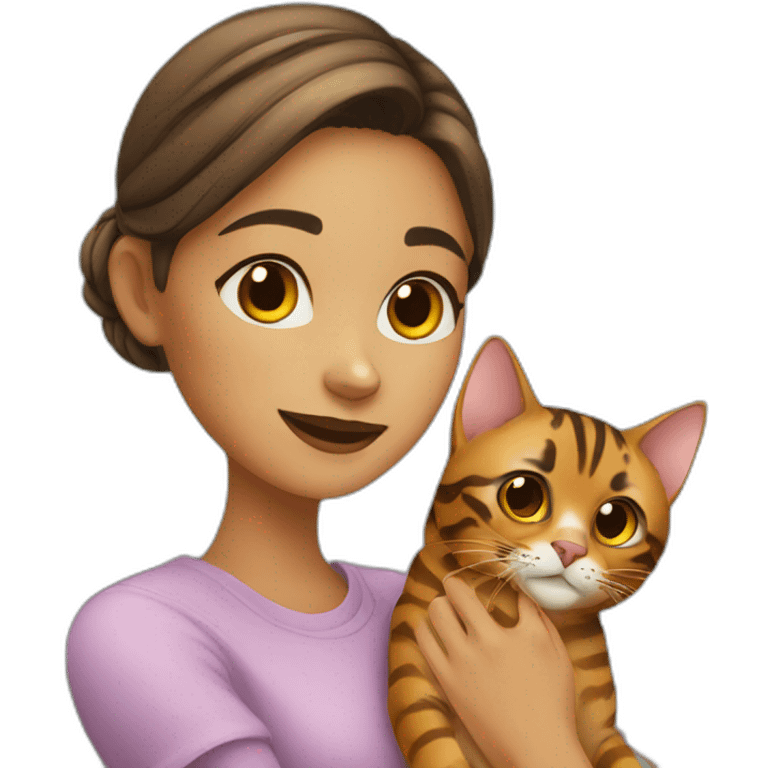 Girl with bengal cat emoji