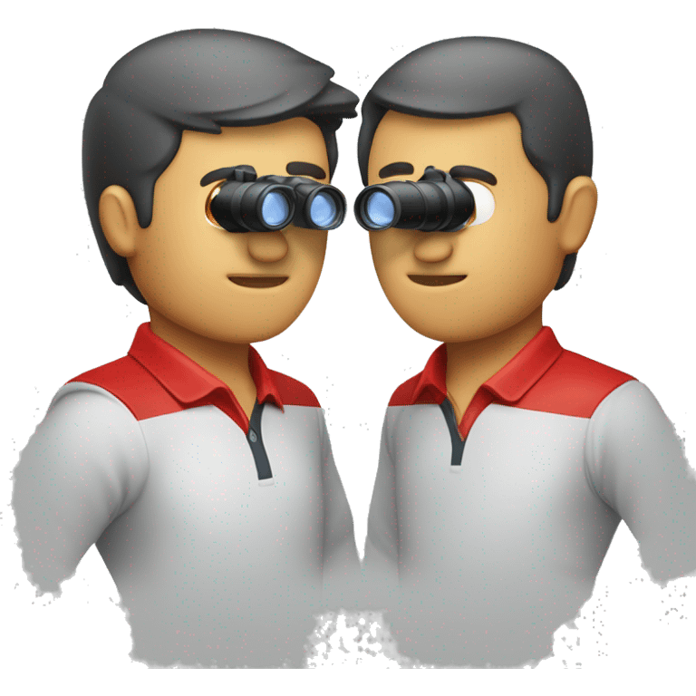 hombre con polo rojo y con binocular emoji