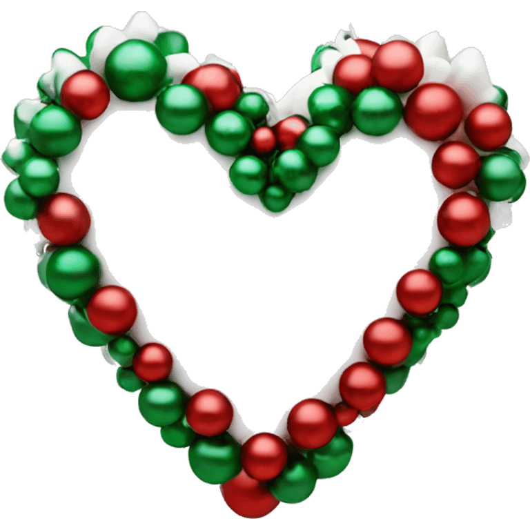 A white heart with red and green Christmas decorations emoji