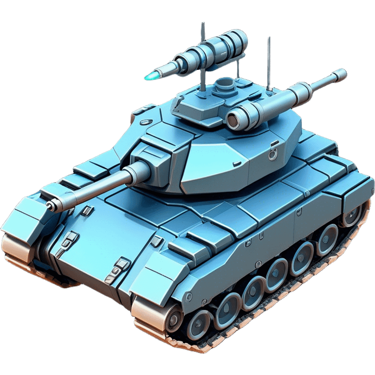 Clash of Clans aesthetic: Cinematic heroic Space Tank Emoji, rendered in a 3D vector-style similar to standard emojis with minimal shading and bold, simplified shapes. A robust, isometric armored vehicle with sleek futuristic plating and energy cannons, softly glowing with a high-tech cosmic combat charm. Simplified yet unmistakably iconic, highly detailed and consistent, glowing with a soft radiant shine and high gloss. Stylized with a touch of intergalactic warfare and a soft glowing outline, capturing the essence of a futuristic battle machine with a friendly, playful spirit! emoji