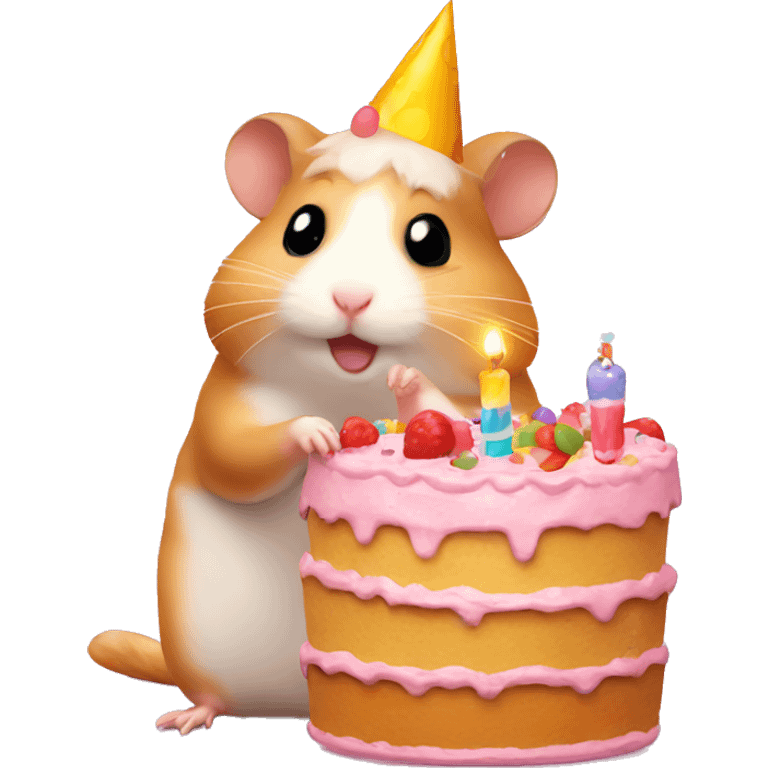 Hamster with a birthday cake  emoji