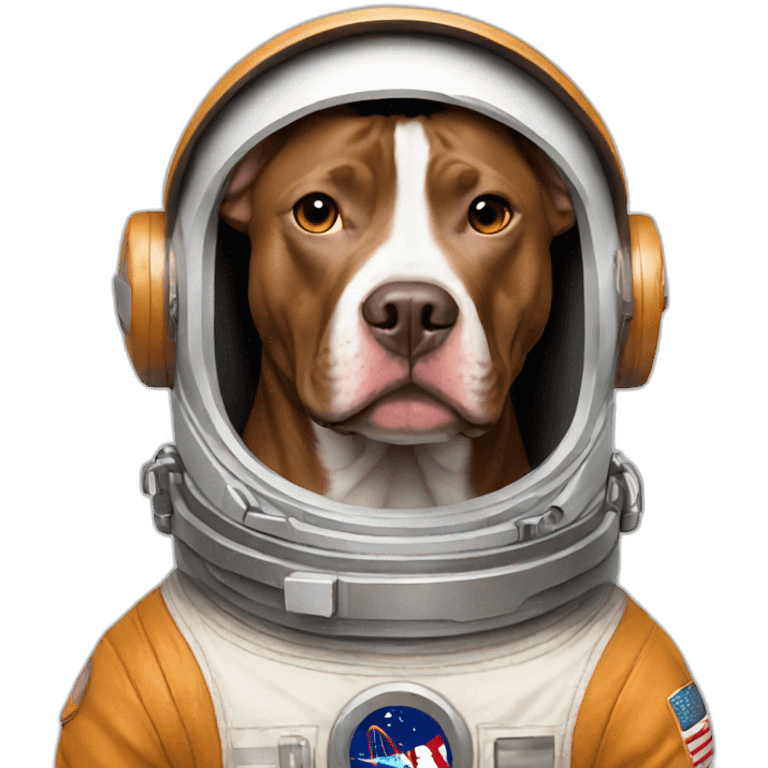 brown Pitbull dog wearing an astronaut suit. emoji