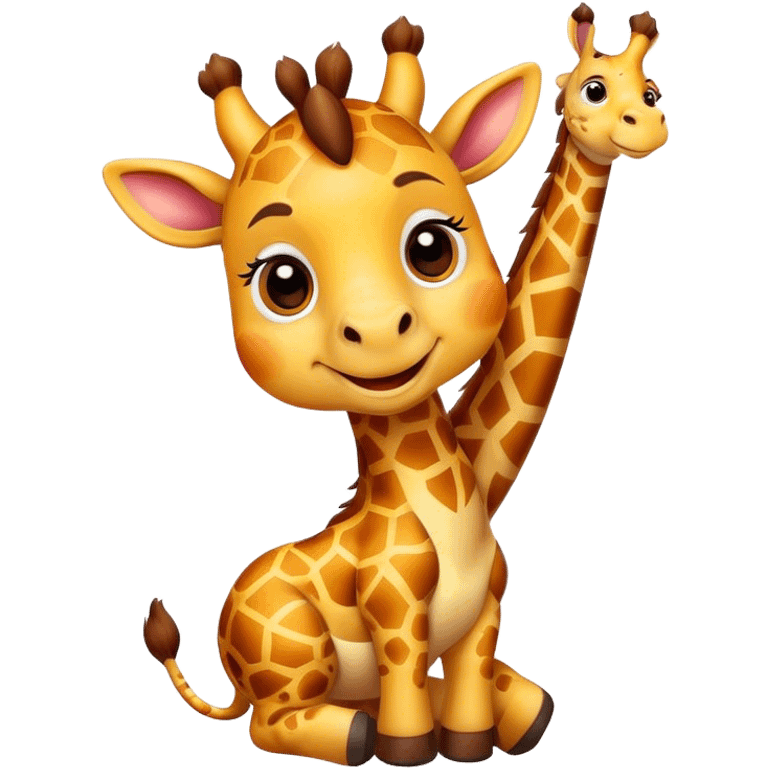 Cartoon cute dwarf giraffe with a smile, giving a big thumbs-up emoji