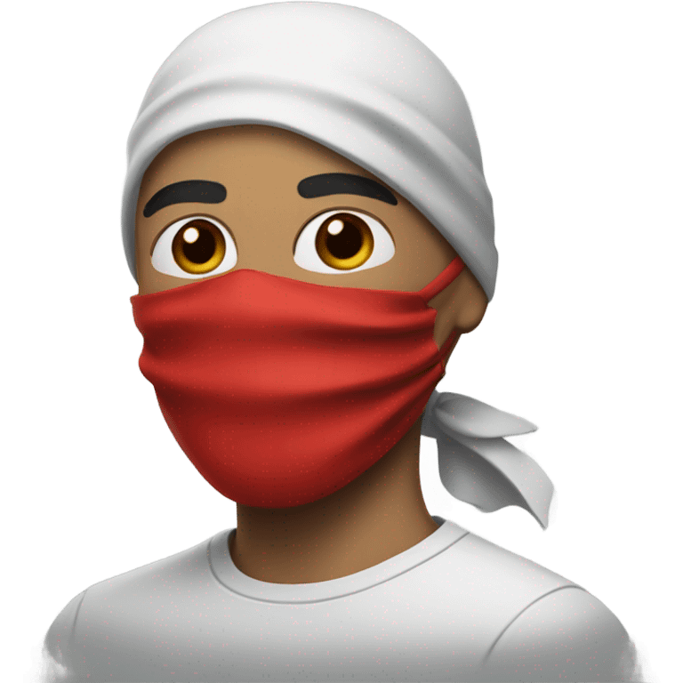 man in red mask with black eye bandana emoji