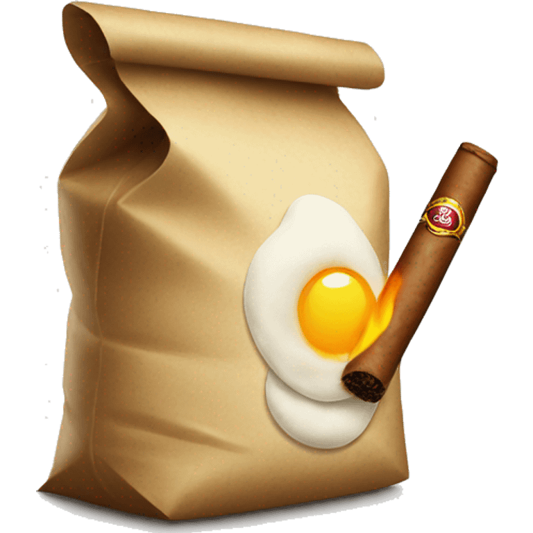 a bag of flour smokes a cigar emoji