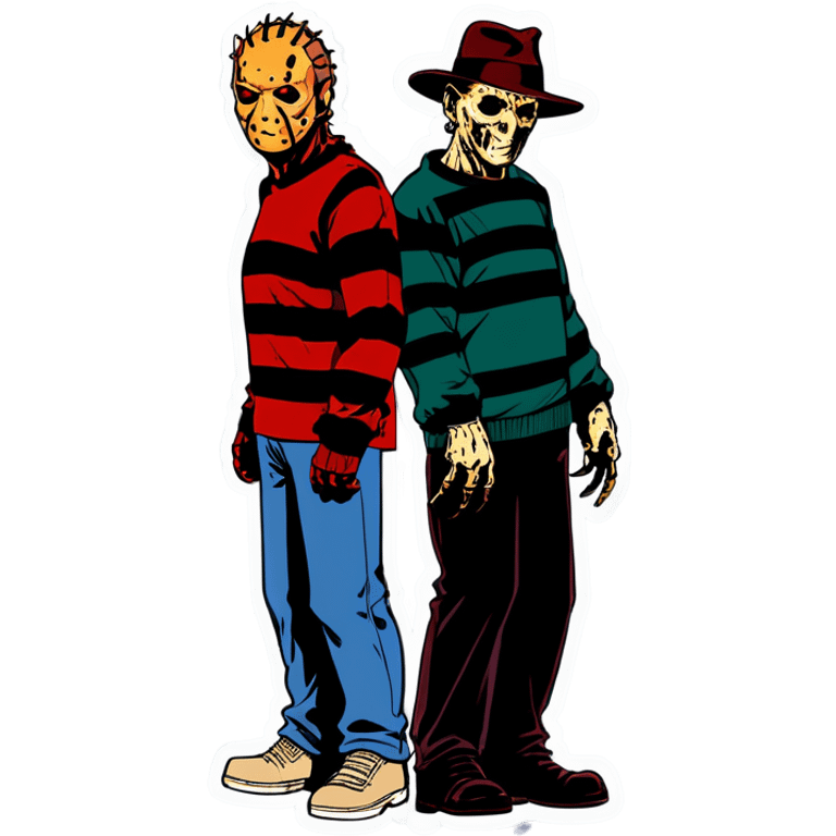 Jason and Freddy Krueger standing next to each other  emoji