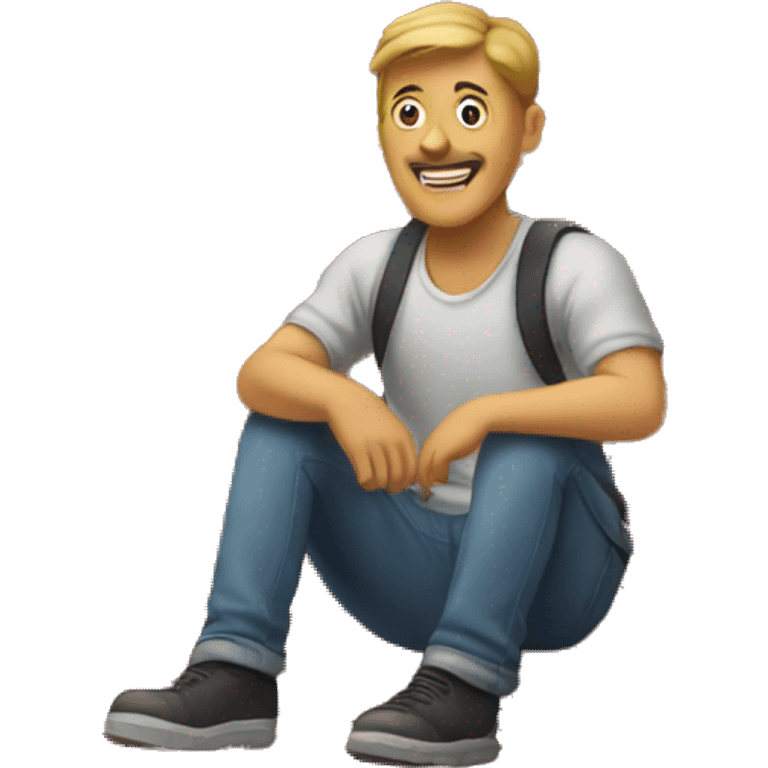 a man is sitting on the roof of a house emoji