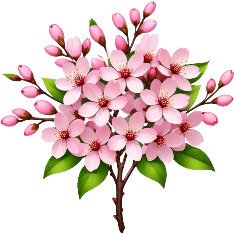 big bouquet Cherry Blossom, luxuriant, stem, leaf emoji