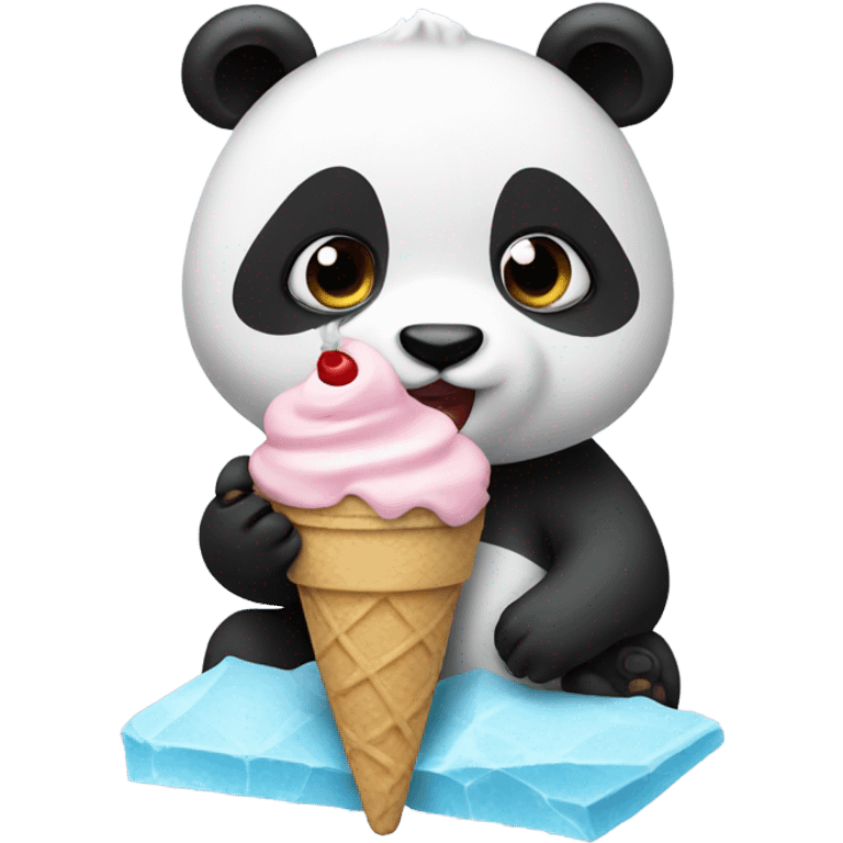 Panda eating ice cream emoji