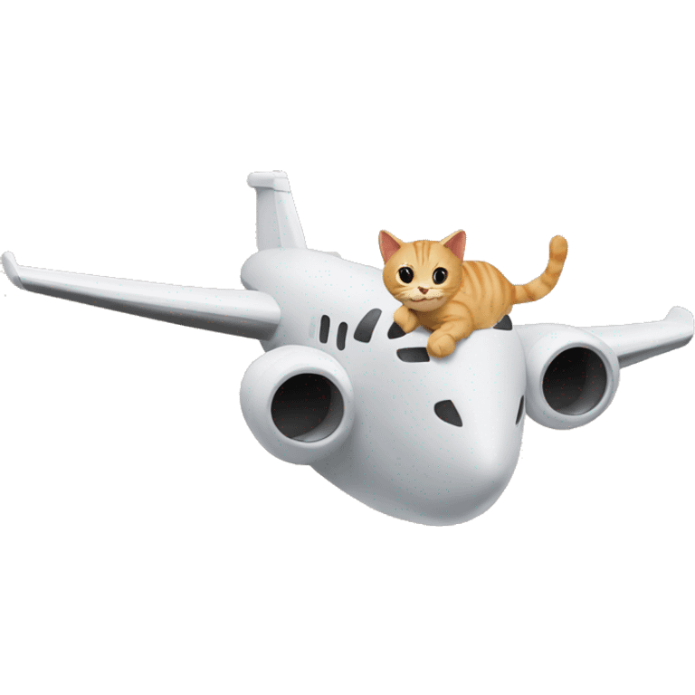 Cat flying on top of a plane emoji