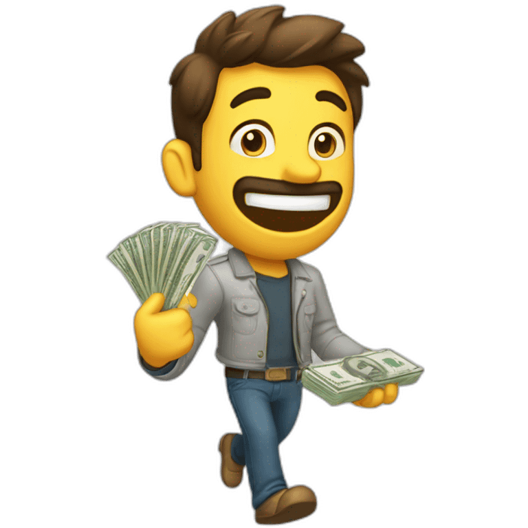 hombre saltando feliz mucho money dinero emoji