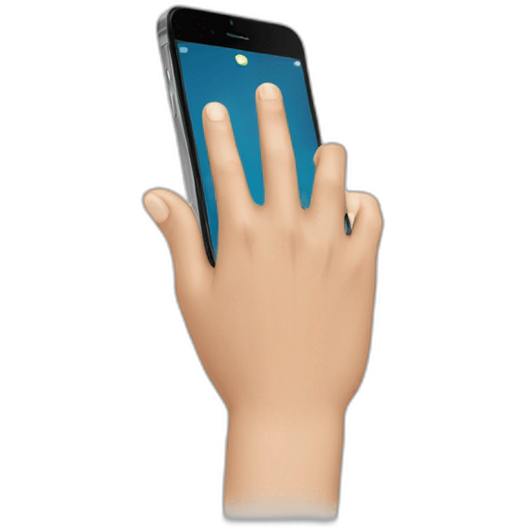 Hand using mobile emoji