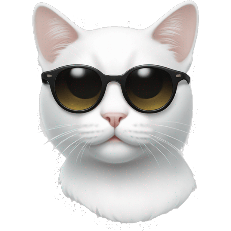 white cat with round black sunglasses  emoji