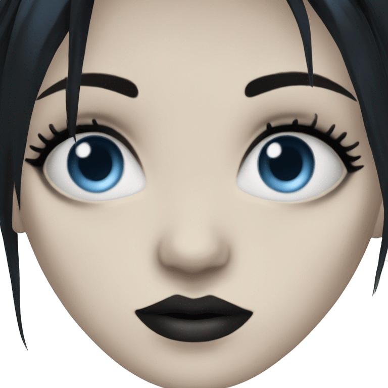 pale skin goth girl black hair blue eyes pretty emoji