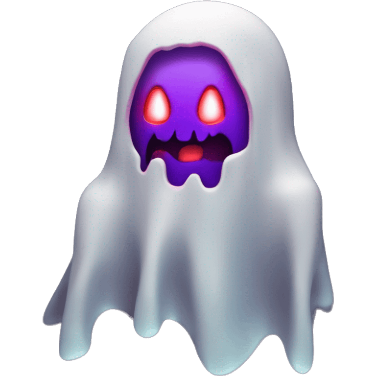 A menacing ghost with glowing red eyes and a sharp, toothy grin. Its body fades into shadow, with a soft Twitch purple glow around the edges. Glitchy, pixelated effects make it look like it’s emerging from a corrupted stream, adding to its eerie vibe. emoji