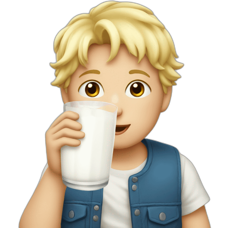 Blond kid drinking to much milk emoji