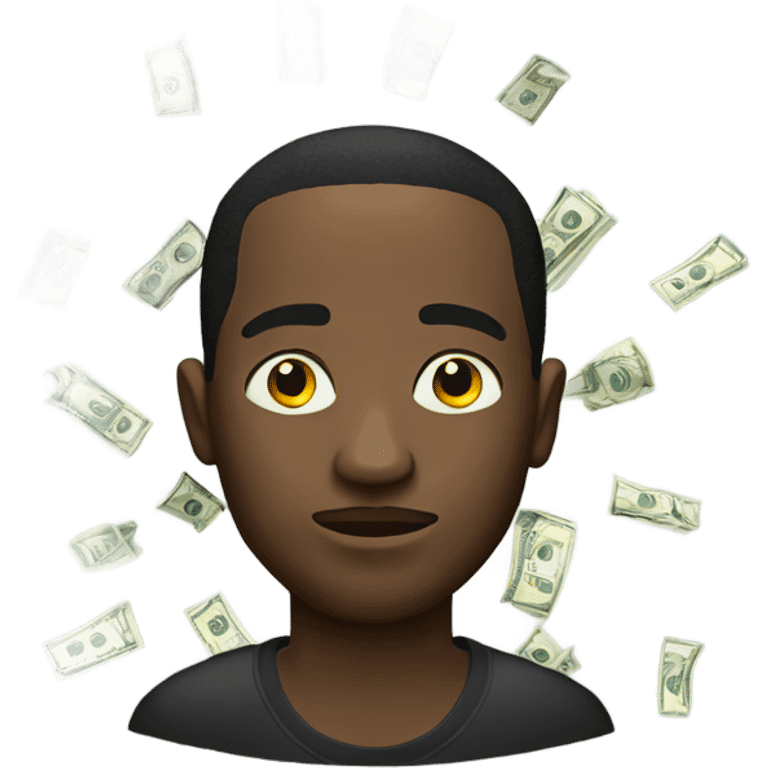 black man with locks and money in his eyes emoji