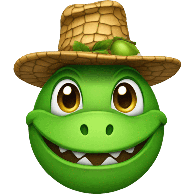 Apple wearing a gator skin hat emoji