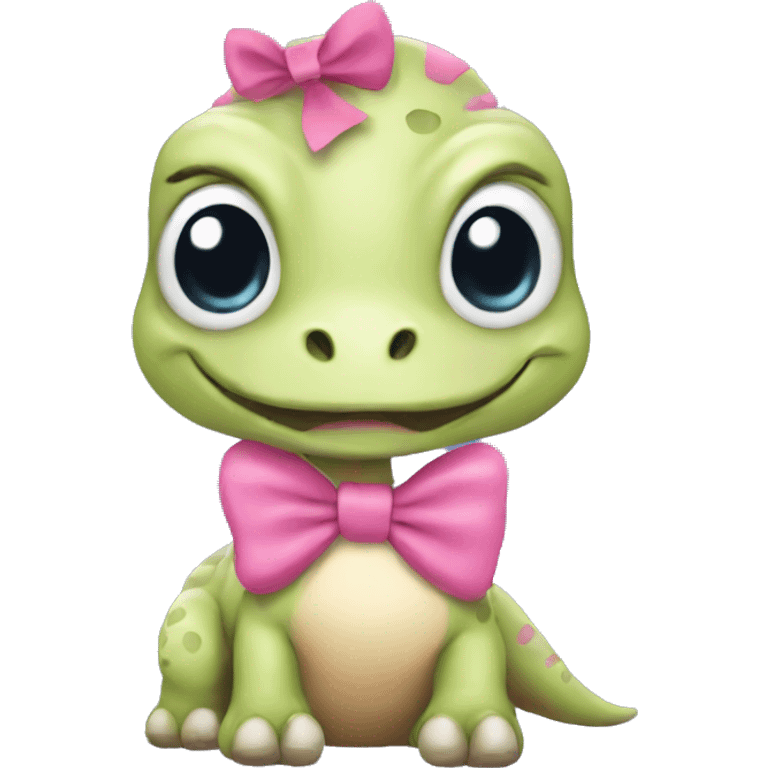 Dinosaur with a pink bow emoji