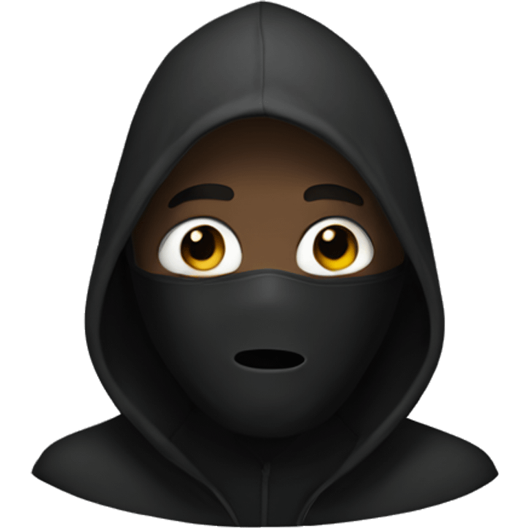 Man with black hoodie and a ghost face mask emoji