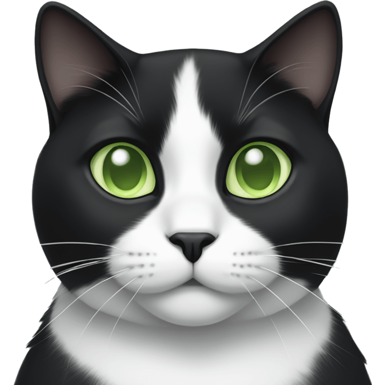 Black and white cat with light green eyes emoji