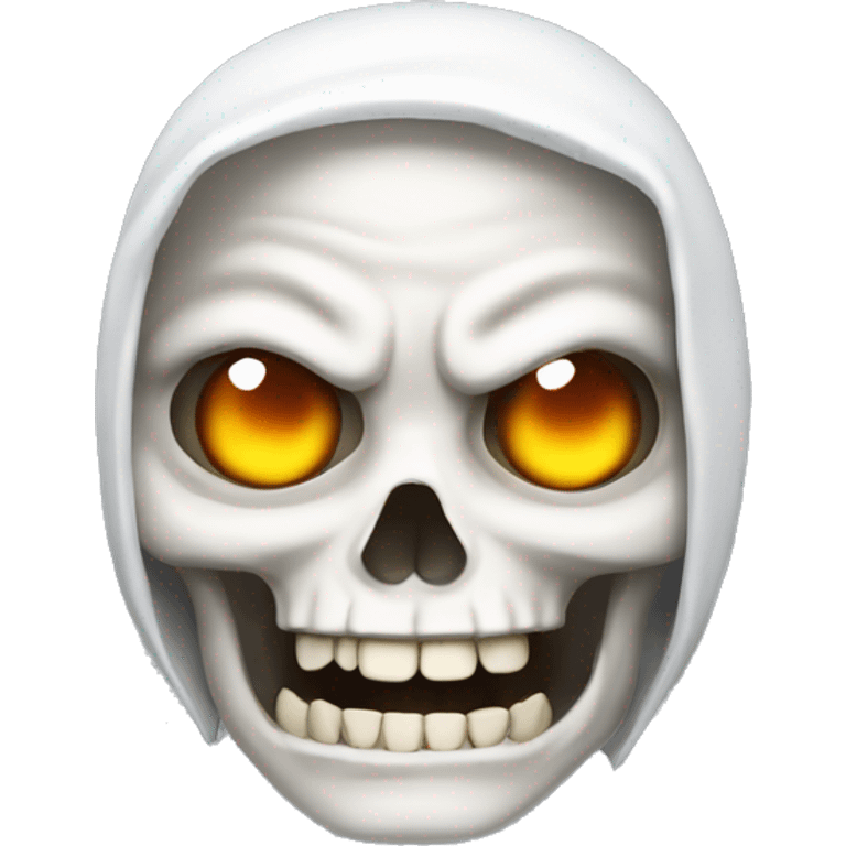 Skull with white hair and eye lids big with great teeth and eyes very hooded emoji