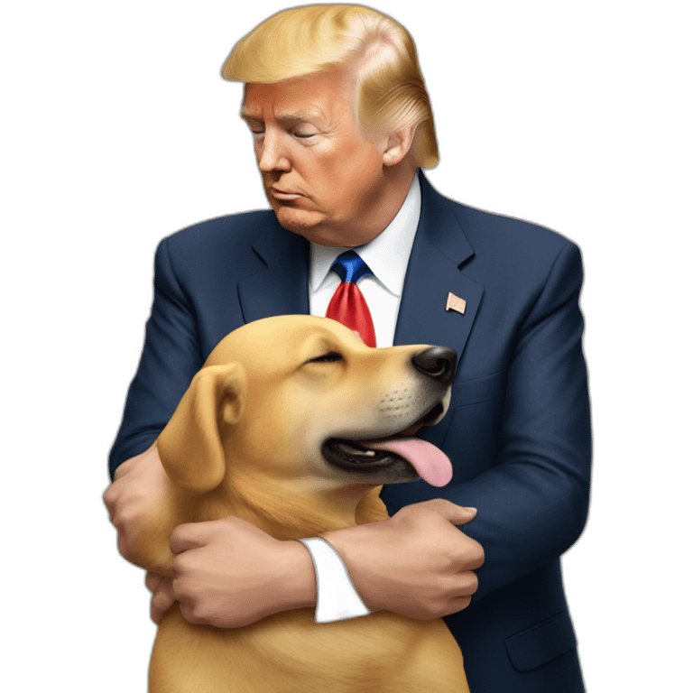 trump kissing a dog emoji