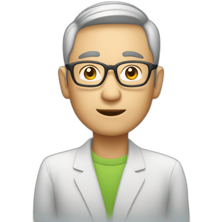 Aged 45 Asian Guy coding on the macbook air emoji