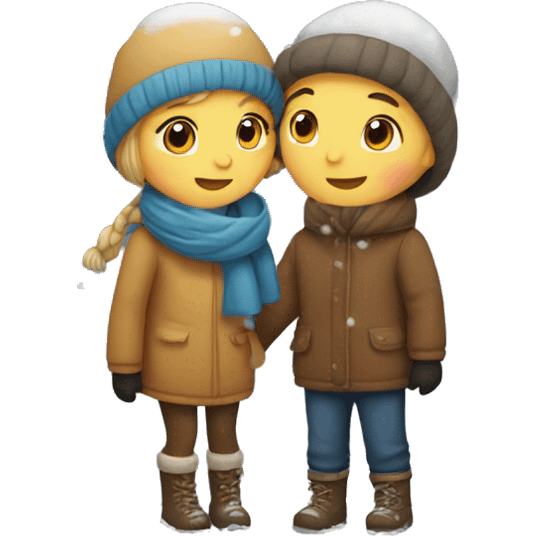 boy and girl in snow kissing emoji