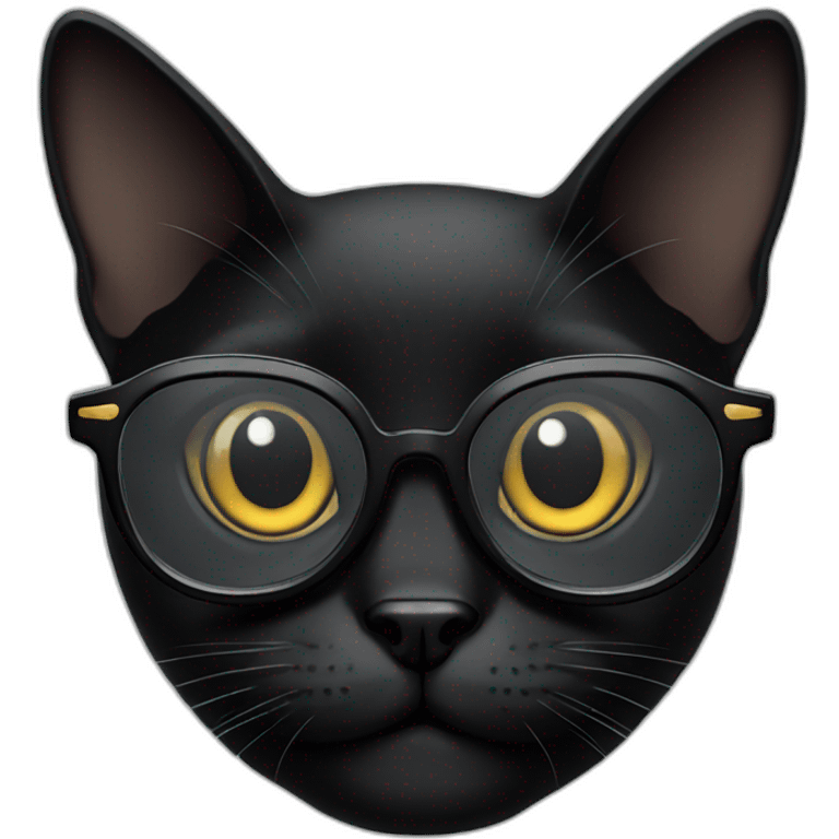 Black cat with glasses emoji