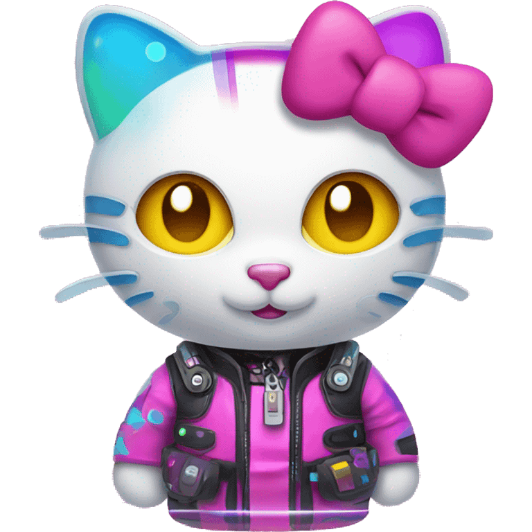 Hello kitti with futuristic colorful abstract background  emoji