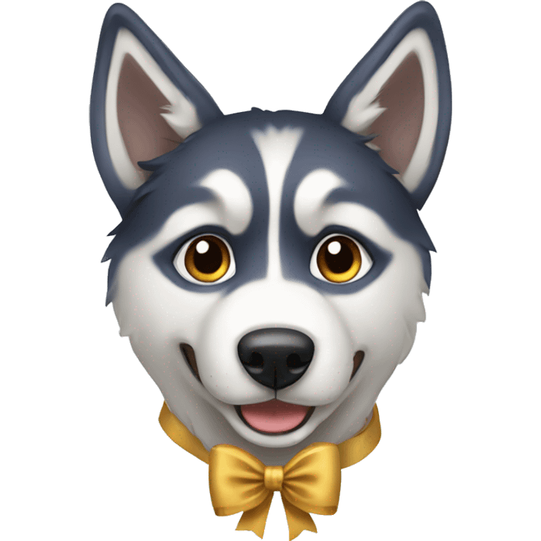 Husky with bow emoji