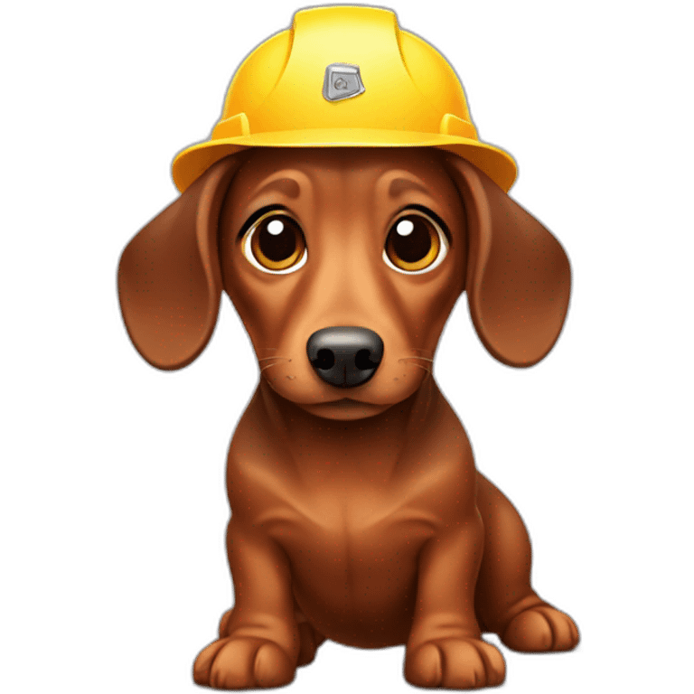 brown dachshund with construction hat emoji