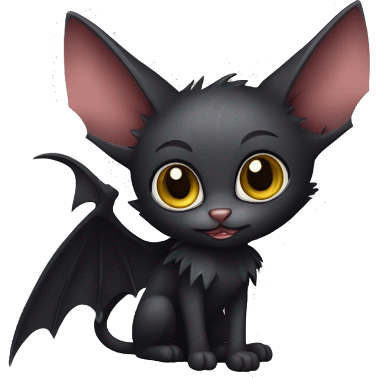 Black-Vampire-Batty-Lykoi-Cat-Fakémon-Cat With Bat-wings as ears  emoji